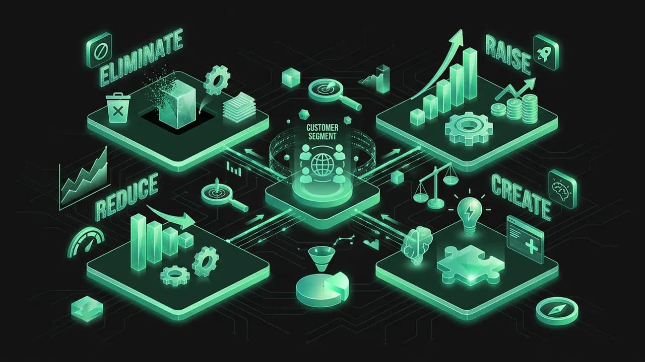 The Strategy: Flawlessly Executing The Brilliant ERRC Grid (Eliminate, Reduce, Raise, Create) — Blue Ocean Strategy: Creating New Customer Segments